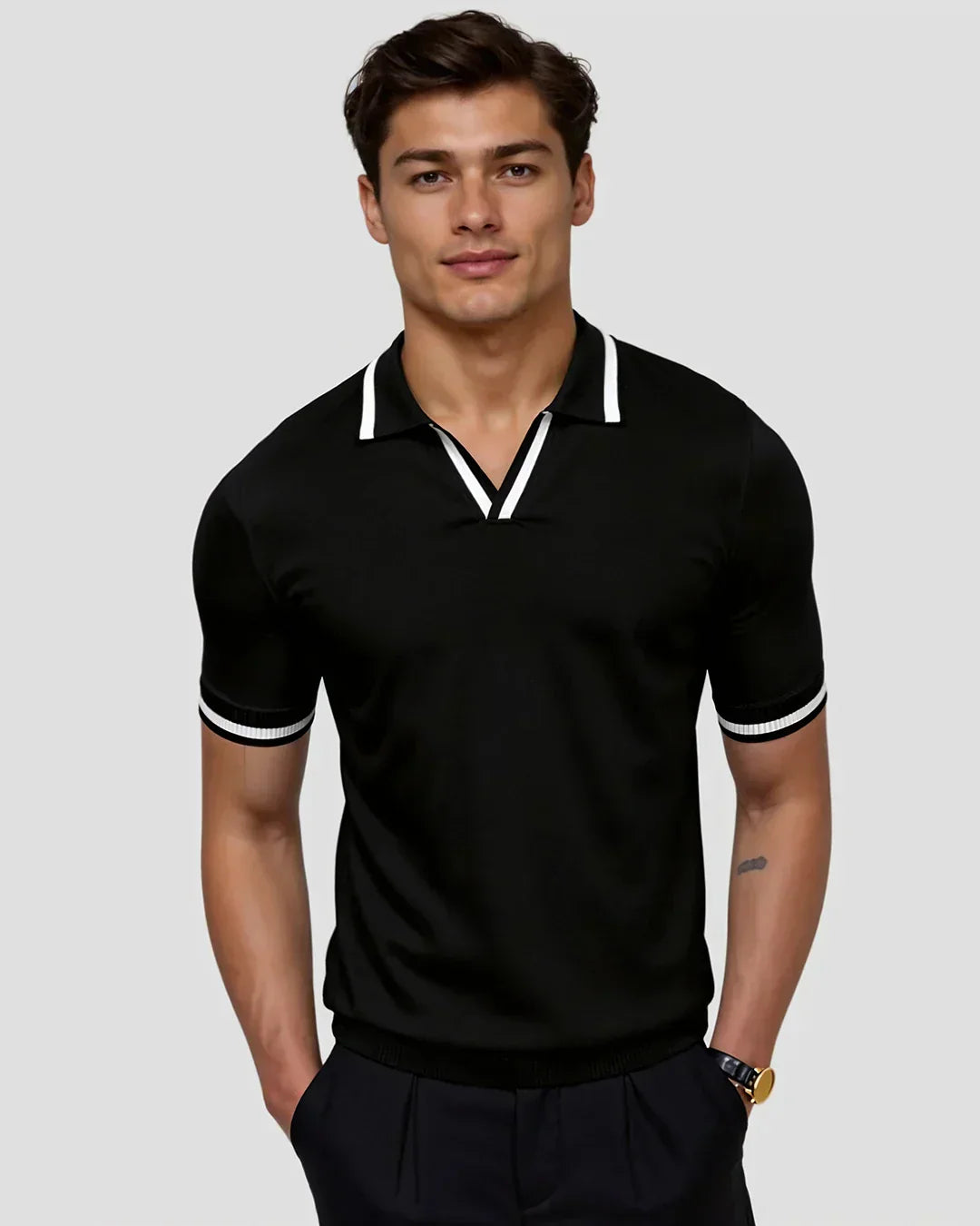 Hugo | Polo Sur Mesure En Piqué Avec Détails Contrastants