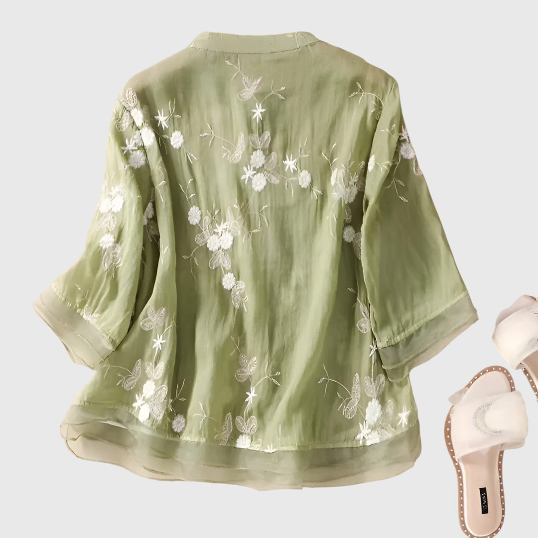 Nellie™ | Haut Élégant avec Fleurs Brodées