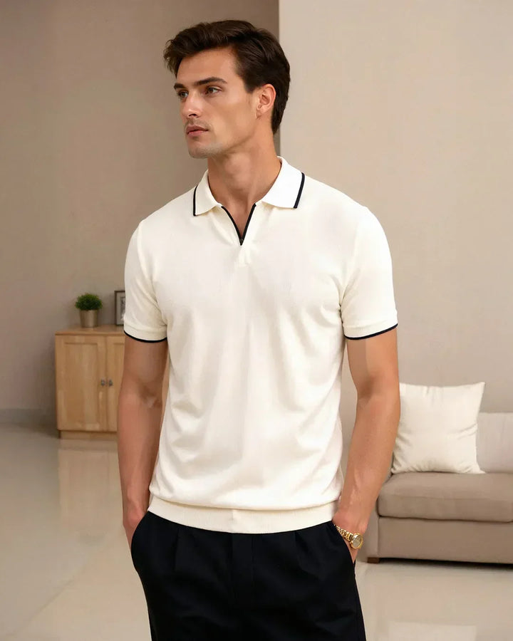 Hugo | Polo Sur Mesure En Piqué Avec Détails Contrastants